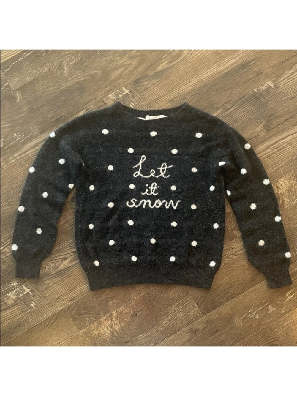 H&M Sweater with White Polka Dots and 'Let‎ it Snow' Design Size Small